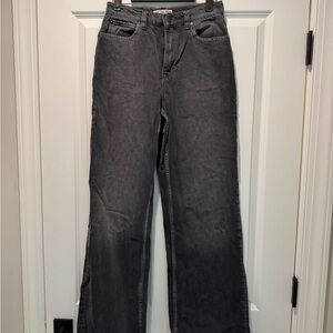 Free People Black/Gray Straight Leg Jeans Classic Style